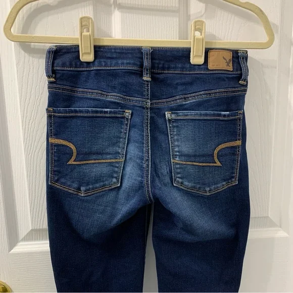 AMERICAN EAGLE High Rise Super Stretchy Skinny Jeans Jeggings Dark Wash - Picture 11 of 11